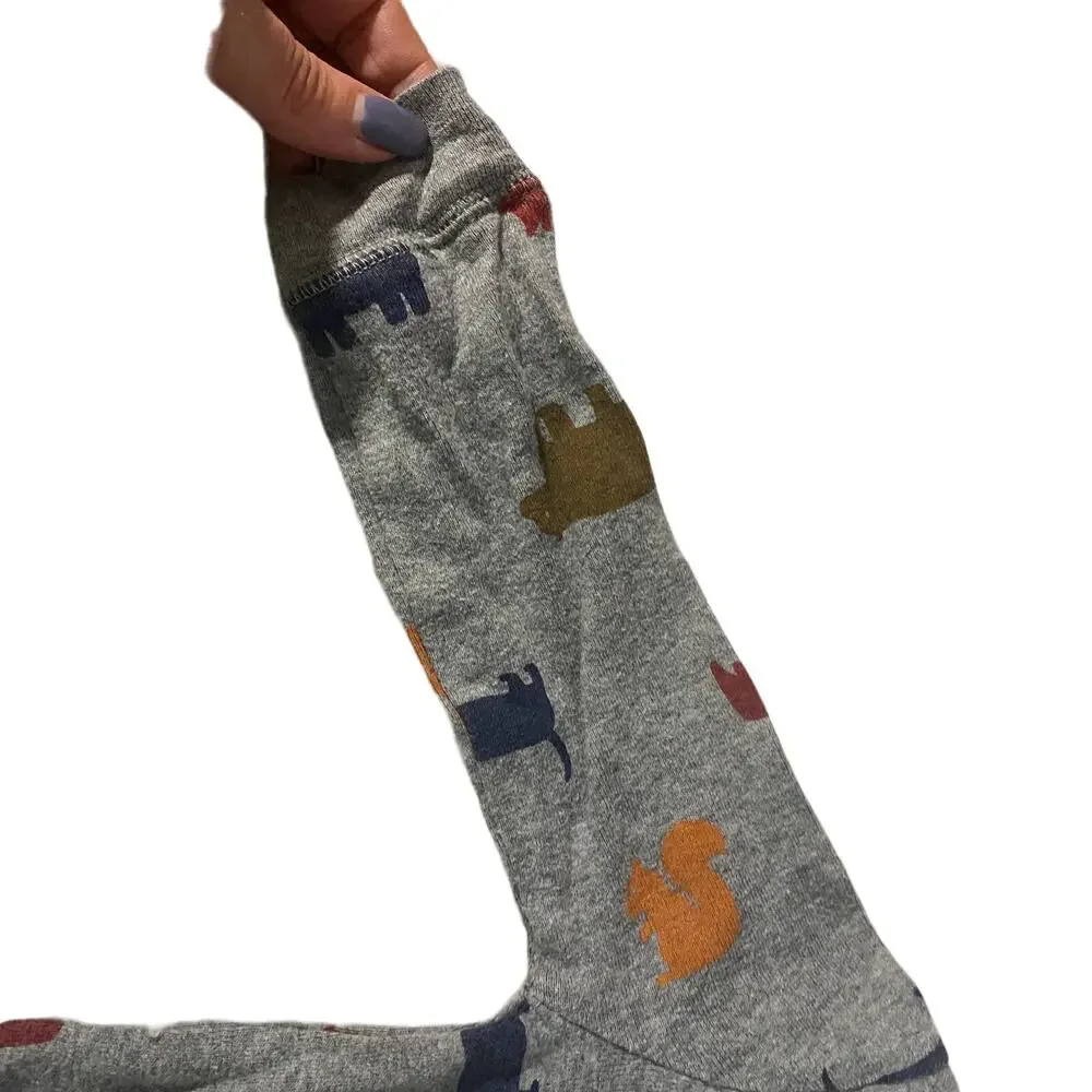 Carter's Gray Multi Color Animal Long Sleeve One Piece Boys Baby Sz 12M